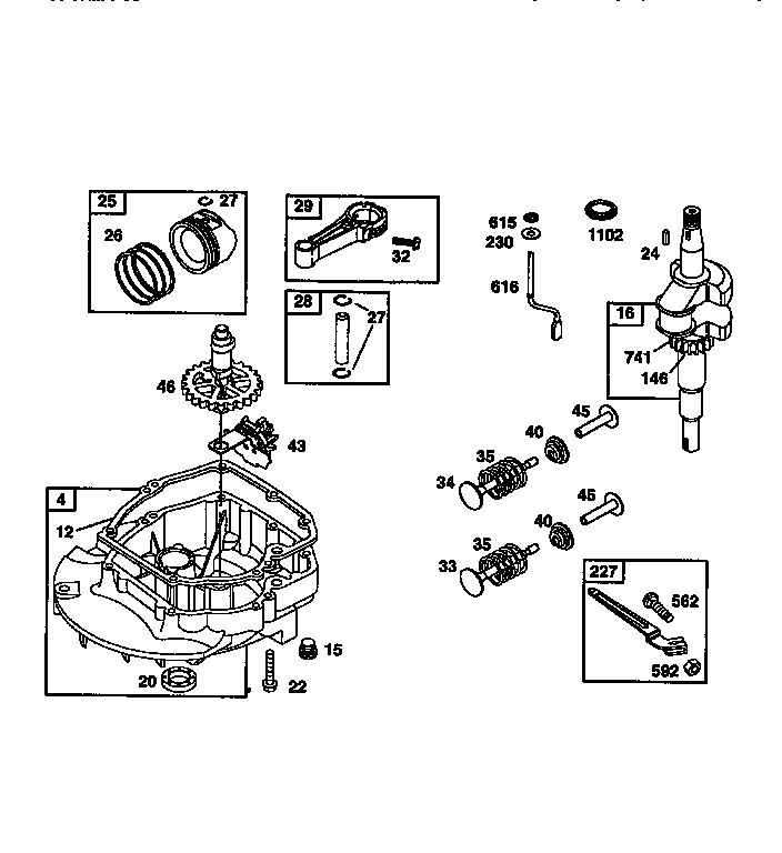 Engine Sump And Crankshaft Diagram and Parts List for 128812-2393-A1  Briggs and Stratton Engine